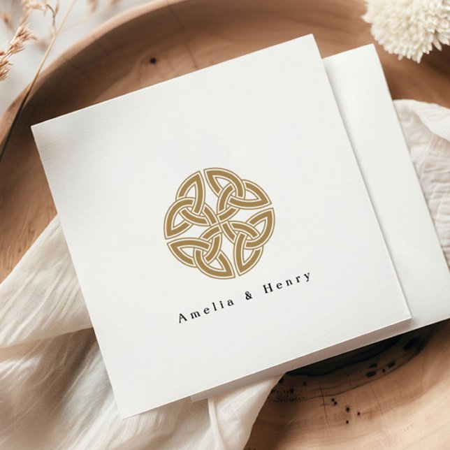 Serviette En Papier Noms personnalisés Irlandais Celtic Knot Gold Mari (Créateur téléchargé)