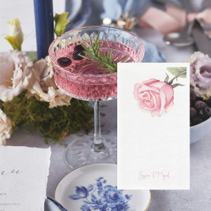 Serviette En Papier Noms Personnalisés Rose Rose Élégante Blanche