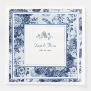 Serviette En Papier Noms vintages des Mariages floraux Date Classique