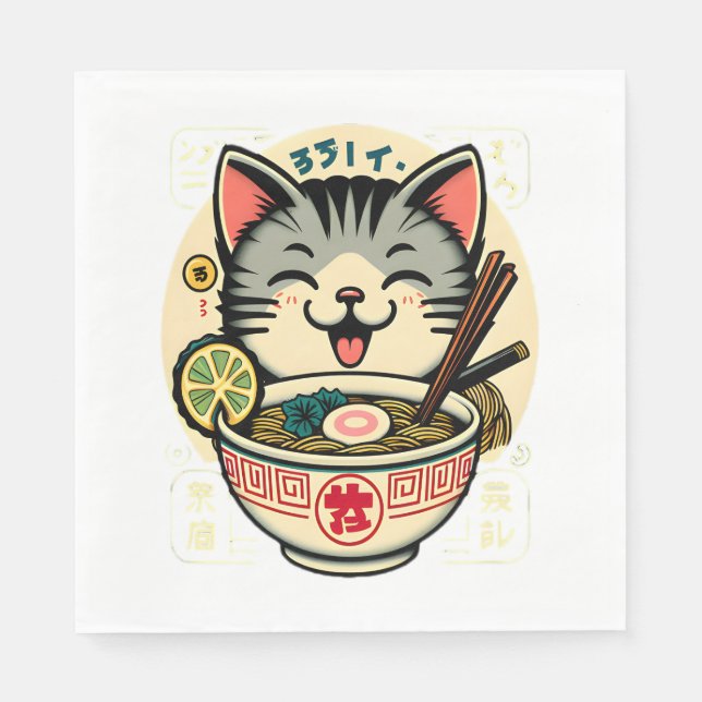 Serviette En Papier Noodle de chat japonais Anime ga Kawaii Chat (Devant)