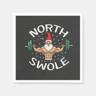 Serviette En Papier North Swole Funny Muscle Père Noël Fitness de Noël