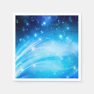 Serviette En Papier Northern Light Stars blue + votre texte et vos idé