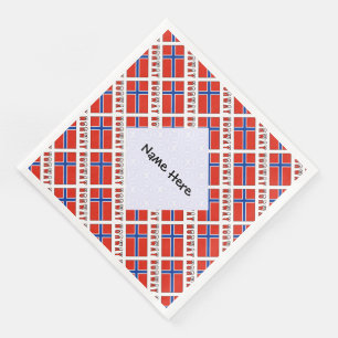 Serviette En Papier Norvège Drapeau Norvégien Personnalisé avec Nom