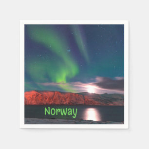 Serviette En Papier Norvège Lumières nordiques scandinaves Falaises 