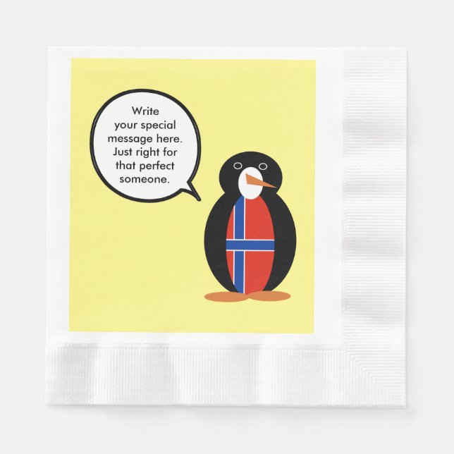 Serviette En Papier Norvège Parler de Mme Penguin Personnalisée (Devant)