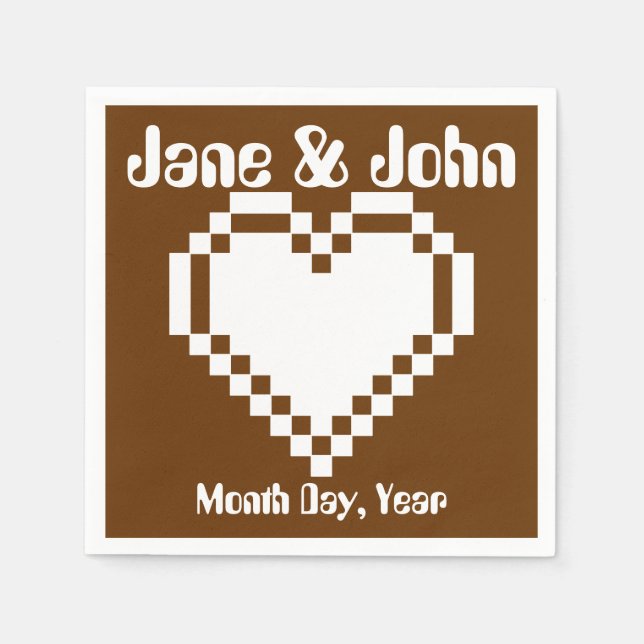 Serviette En Papier Nos Coeurs 8 bits en serviettes au chocolat (Devant)
