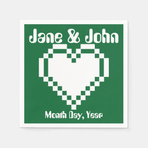 Serviette En Papier Nos Coeurs 8 bits en serviettes vertes