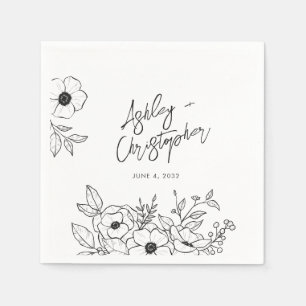 Serviette En Papier Nostalgale Botanique Blanc Mariage Cocktail