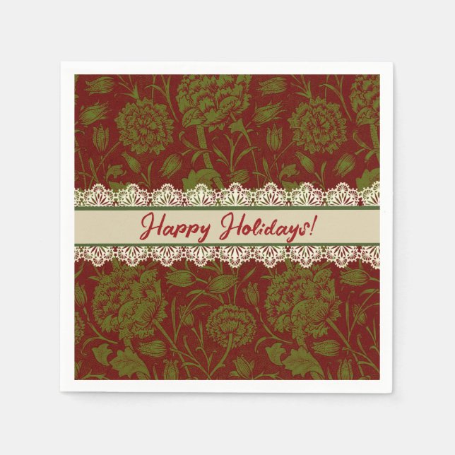 Serviette En Papier Nostalgic Classic William Morris Red Holiday (Devant)