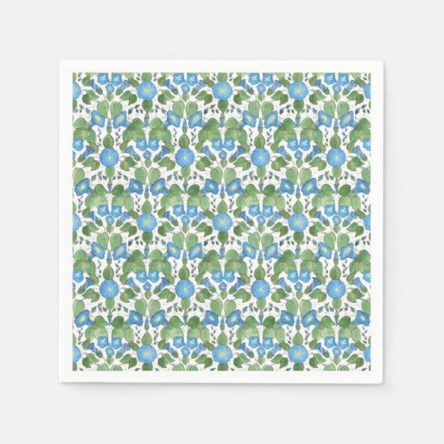 Serviette En Papier Nostalgique Blue Morning Glory Paper Napkins (Devant)