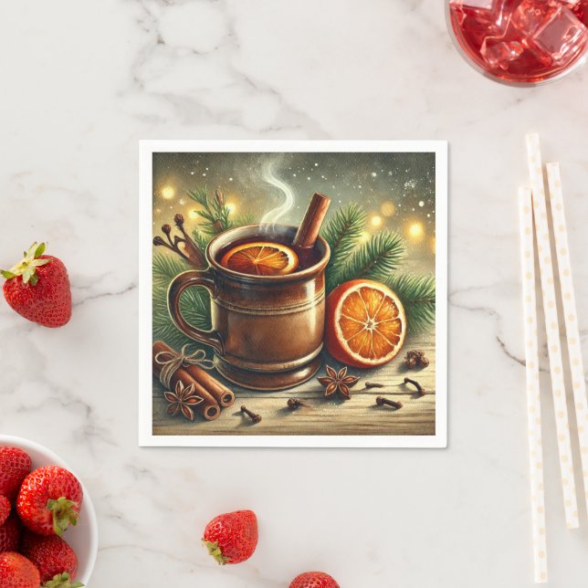 Serviette En Papier Nostalgique Marché de Noël Mulled Wine Découpage (En situation)