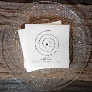 Serviette En Papier Note d'amour manuscrite en spirale cœur mariage