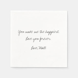 Serviette En Papier Note d'amour manuscrite Mariage avec une touche
