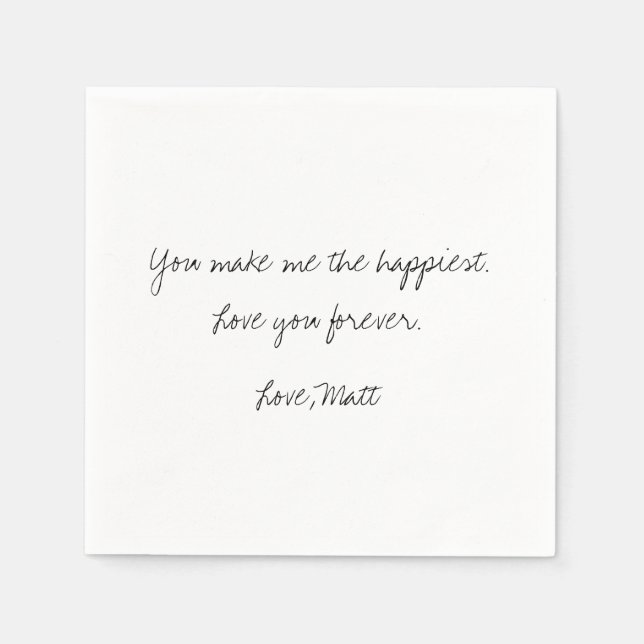 Serviette En Papier Note d'amour manuscrite | Mariage avec une touche  (Devant)