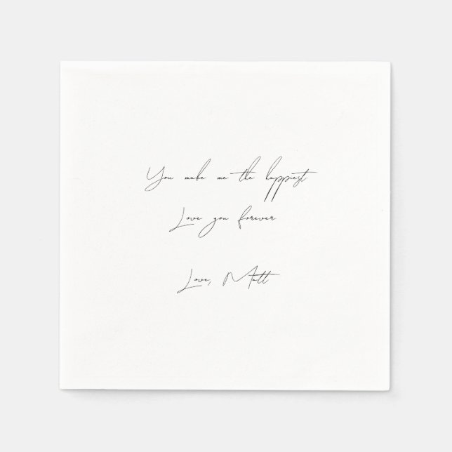 Serviette En Papier Note d'amour manuscrite | Mariage avec une touche  (Devant)