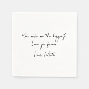 Serviette En Papier Note d'amour manuscrite Mariage avec une touche