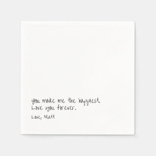 Serviette En Papier Note d'amour manuscrite Mariage avec une touche