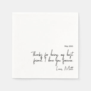 Serviette En Papier Note d'amour manuscrite Mariage avec une touche