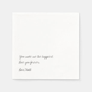 Serviette En Papier Note d'amour manuscrite Mariage avec une touche