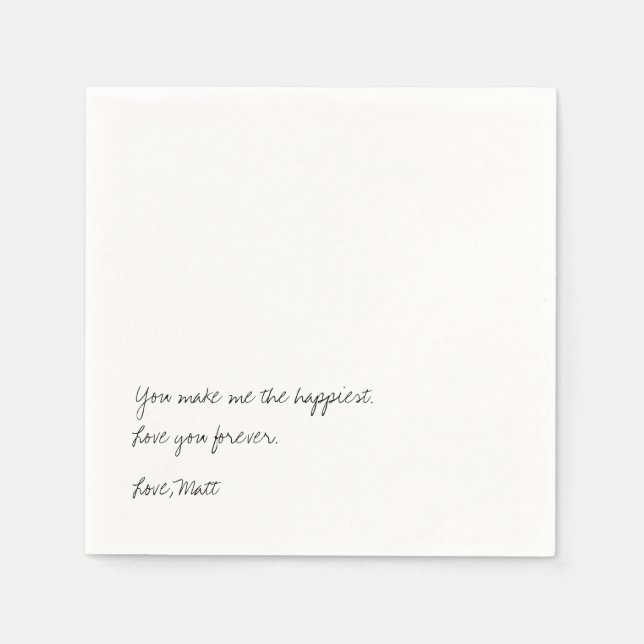 Serviette En Papier Note d'amour manuscrite | Mariage avec une touche  (Devant)
