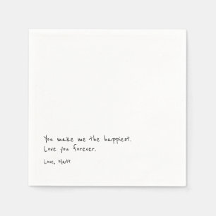 Serviette En Papier Note d'amour manuscrite Mariage avec une touche