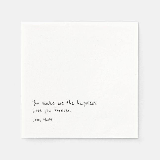 Serviette En Papier Note d'amour manuscrite | Mariage avec une touche  (Devant)