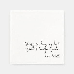 Serviette En Papier Note d'amour manuscrite Mariage avec une touche