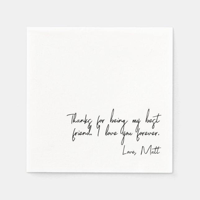 Serviette En Papier Note d'amour manuscrite | Mariage avec une touche  (Devant)