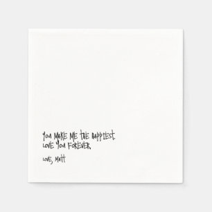 Serviette En Papier Note d'amour manuscrite Mariage avec une touche