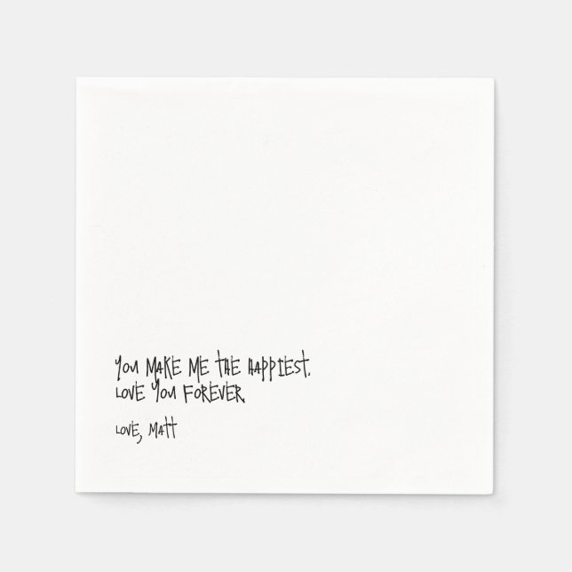 Serviette En Papier Note d'amour manuscrite | Mariage avec une touche  (Devant)