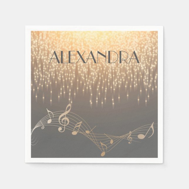Serviette En Papier Note musicale Luxury scintillant confetti (Devant)