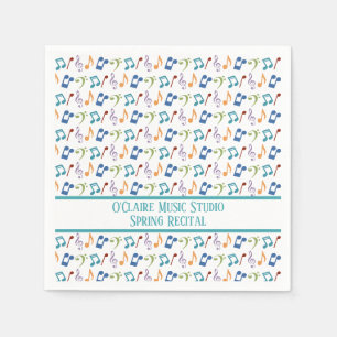 Serviette En Papier Notes de musique arc-en-ciel personnalisées (en bl
