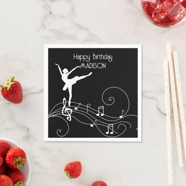 Serviette En Papier Notes de musique Ballerina & Swirl blanc (En situation)