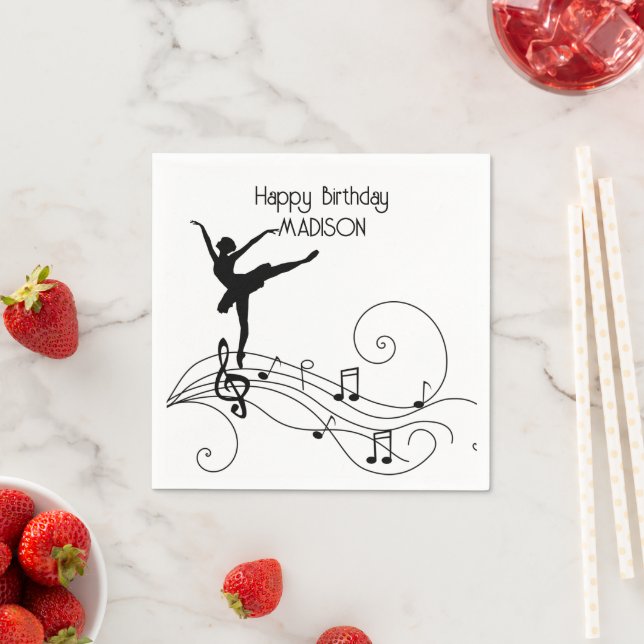 Serviette En Papier Notes de musique Black Ballerina & Swirl Napkins (En situation)