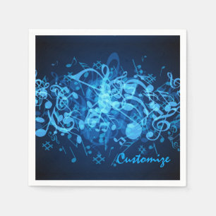 Serviette En Papier Notes de musique Blue Glow Napkins