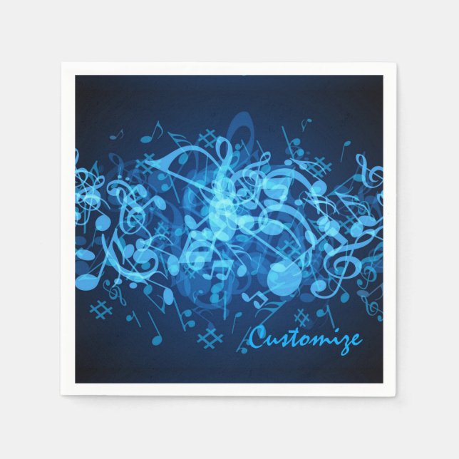 Serviette En Papier Notes de musique Blue Glow Napkins (Devant)