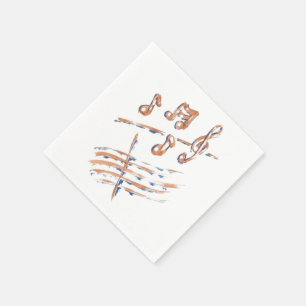 SERVIETTE EN PAPIER NOTES DE MUSIQUE COCKTAIL STANDARD NAPKIN