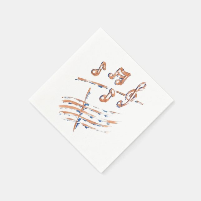 SERVIETTE EN PAPIER NOTES DE MUSIQUE COCKTAIL STANDARD NAPKIN (Coin)