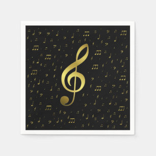 Serviette En Papier notes de musique dorées