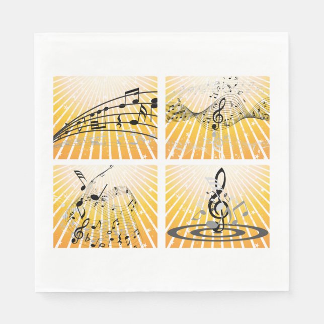 Serviette En Papier Notes de Musique Éclatées Abstraites (Devant)