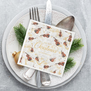 Serviette En Papier Notes de musique élégantes Violon Joyeux Noël Scri