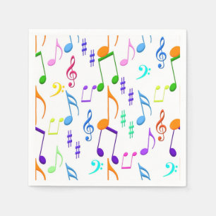 Serviette En Papier notes de musique en blanc