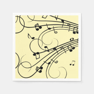 Serviette En Papier Notes de musique fantaisie jaune