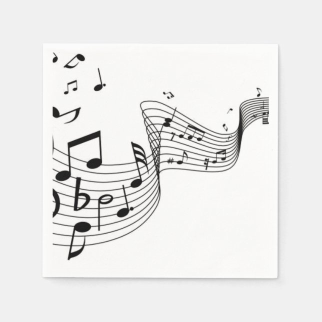 Serviette En Papier Notes de musique sur argent (Devant)