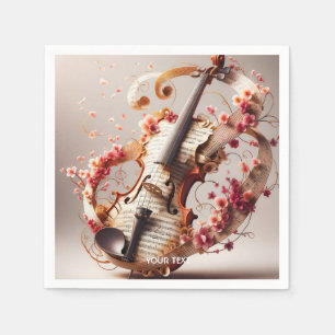 Serviette En Papier Notes de violon mignon Imaginaire Fleurs
