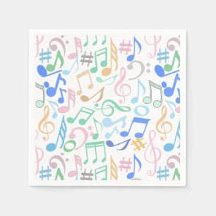 Serviette En Papier Notes et symboles musicaux Motif pastel.w