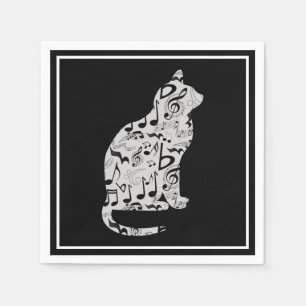 Serviette En Papier Notes musicales Amoureux des chats - Musicien mini