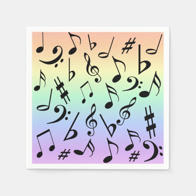 Serviette En Papier Notes musicales amusantes Rainbow Party Napkins (Devant)