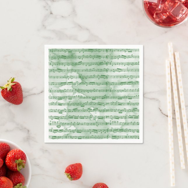 Serviette En Papier Notes musicales aquarelle (En situation)