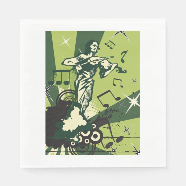 Serviette En Papier Notes musicales du violon (Devant)